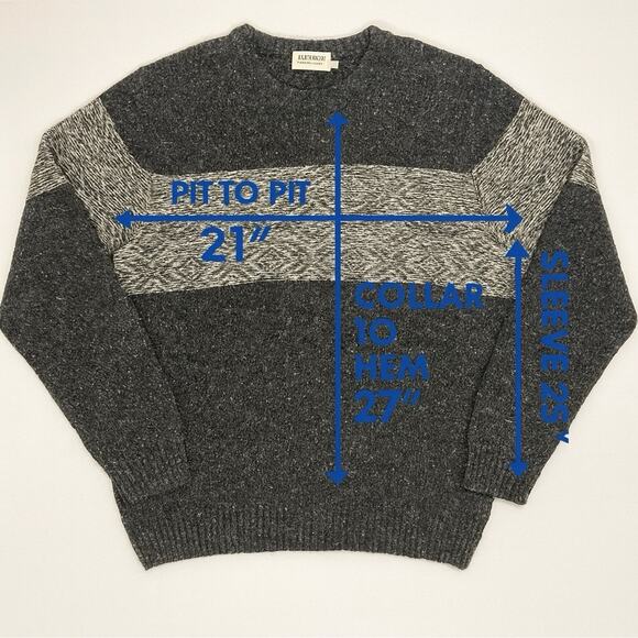Luca Nobili Sweater Large Gray Wool Blend Crewneck Geometric Knit Made in Italy - Picture 4 of 10